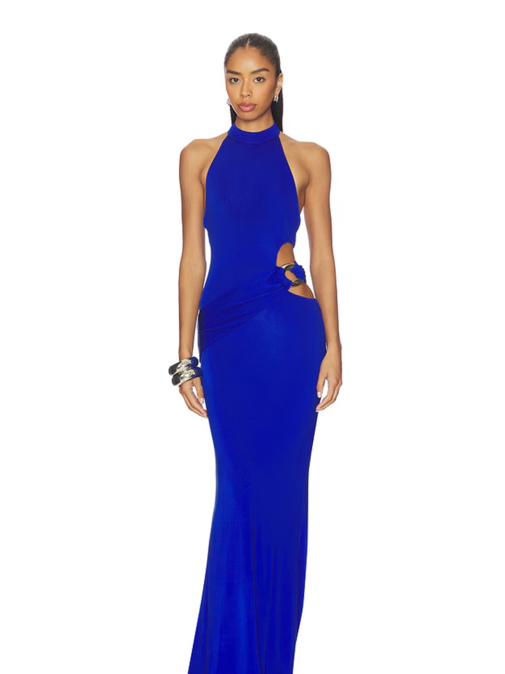 NBD Cobalt Halter Cutout Evanna Evening Gown